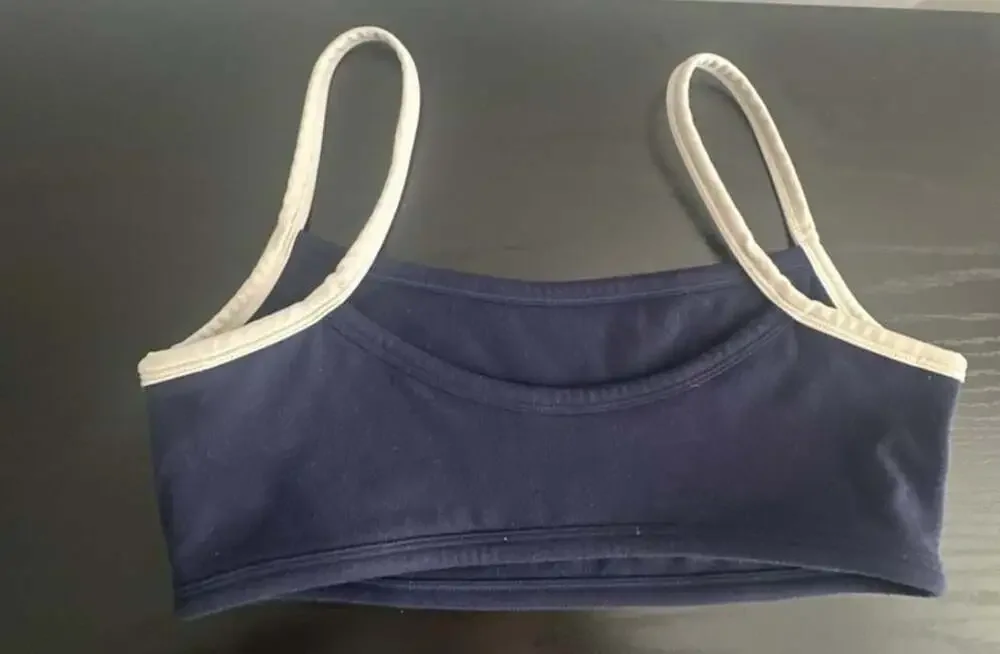 437 The Micro Bra Navy and Cream Contrast Trim Sports Bra